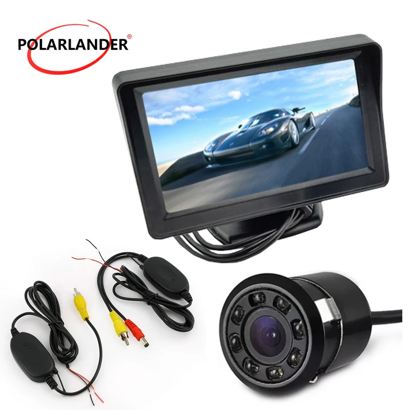 4 3 дюймовый TFT LCD беспроводной автомобильный монитор 2 видеовхода дисплей с CCD