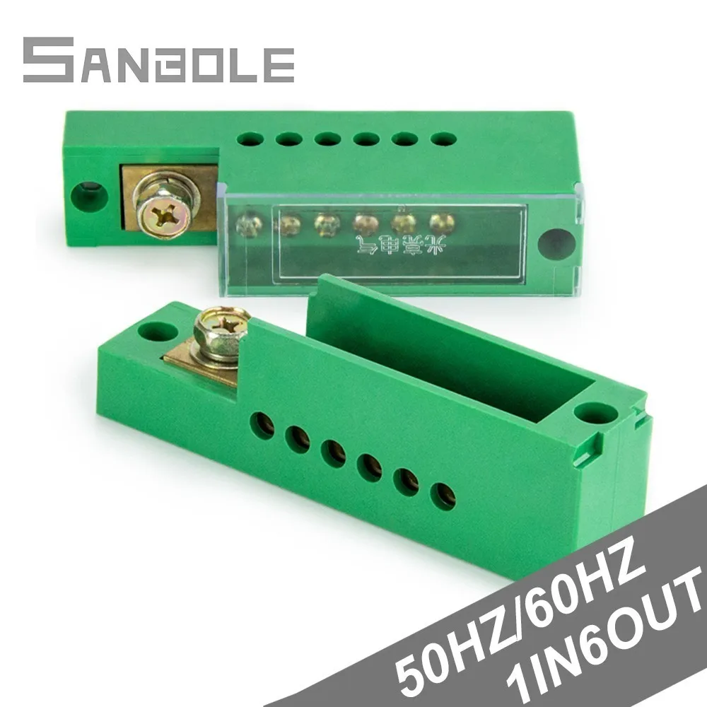 Клеммный блок зеленый один-в шесть-из нулевой линии метр коробка Соединительная распределительная коробка клеммный ряд однофазный 660 В