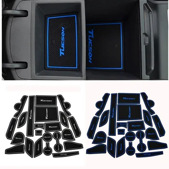 

22pcs Car cup Auto Anti Slip Dacorative Cup Sticker Gate Slot Pad Door Groove Mat For Hyundai Tucson 2016 Car Styling