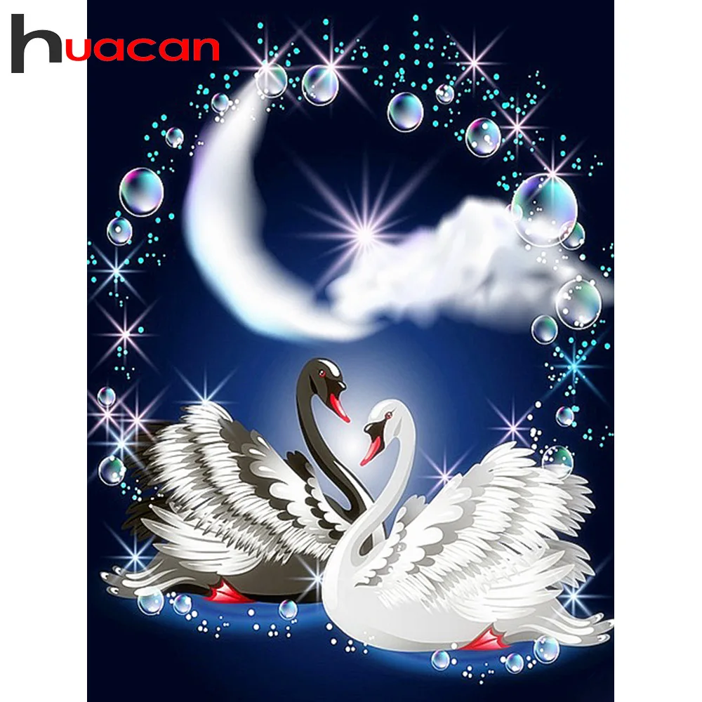 

Huacan Diamond Painting Full Square Animal 5d DIY Diamond Embroidery Swan Diamond Art Pictures Of Rhinestones