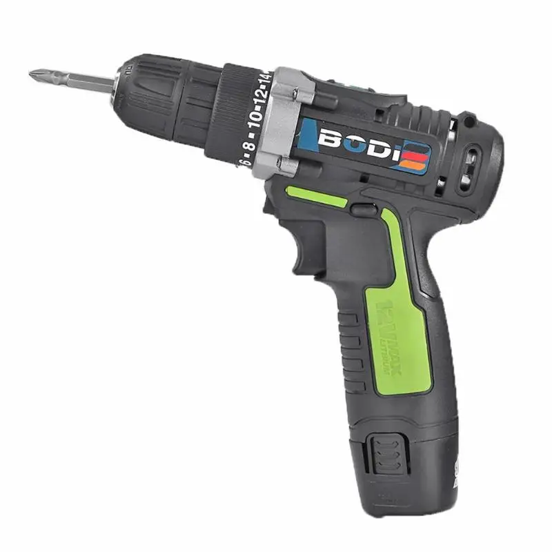 

Alloet 12VElectric Single /Double Speed Screwdriver Cordless Lithium Drill Impact Drill Household Multi-functional Power Driver