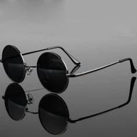 Lunettes de soleil polarisées rondes rétro Vintage pour hommes et femmes, monture métallique en alliage, verres noirs, pour la conduite, UV400 2