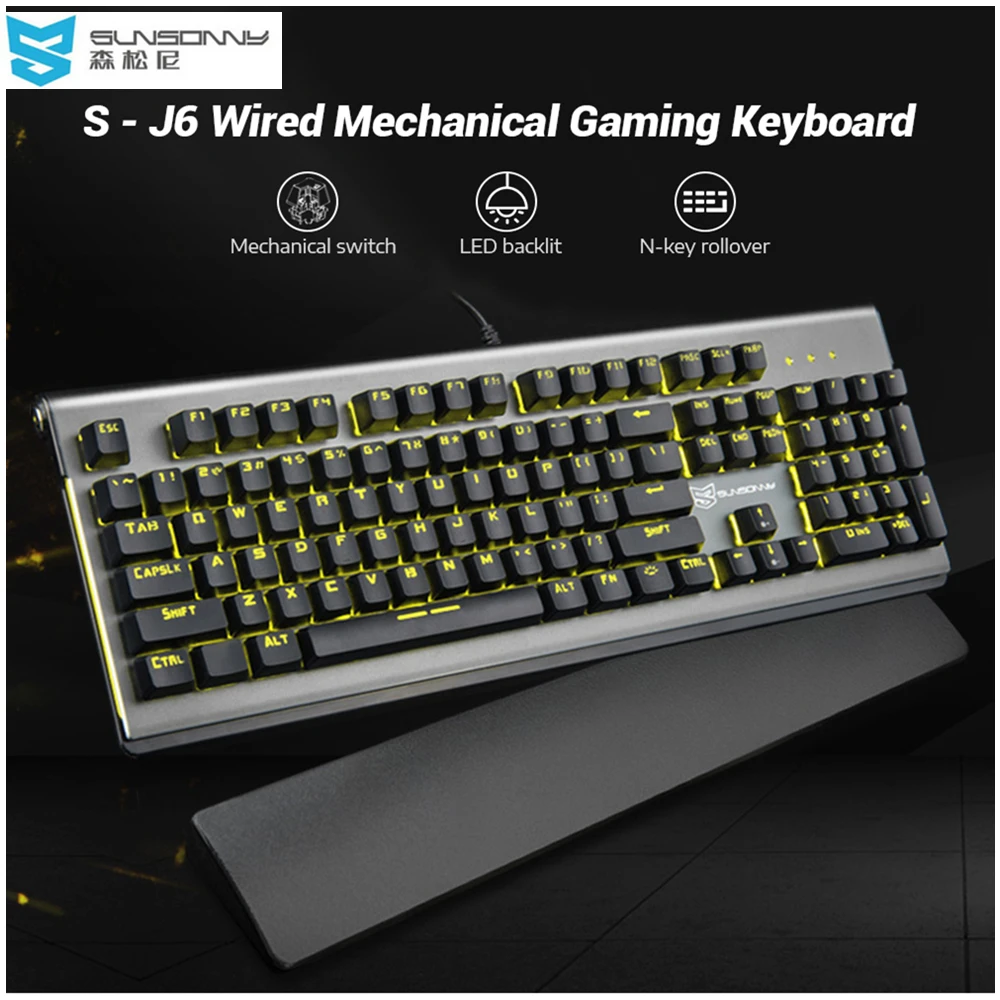 SUNSONNY S J6 Wired Mechanical Gaming Keyboard Blue Switch LED