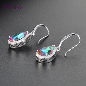 

Solid 925 Sterling Silver Drop Earrings For Women Sky Blue Topaz Gemstone Wedding Engagement Fine Jewelry Valentine's Gift