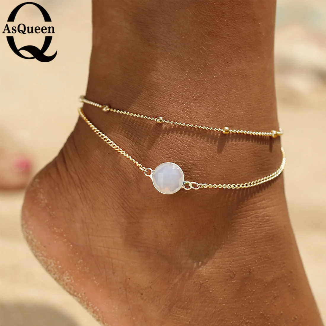 Boho Опаловый ножной браслет для женщины цепь ноги летом модные серебристые Цвет Multi Слои ножной браслет очарование ноги ювелирные подарок