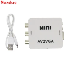 Mini HD AV2 konwerter wideo VGA konwerter AV RCA konwerter CVBS na wideo VGA konwerter z 3.5mm Audio na PC konwerter HDTV