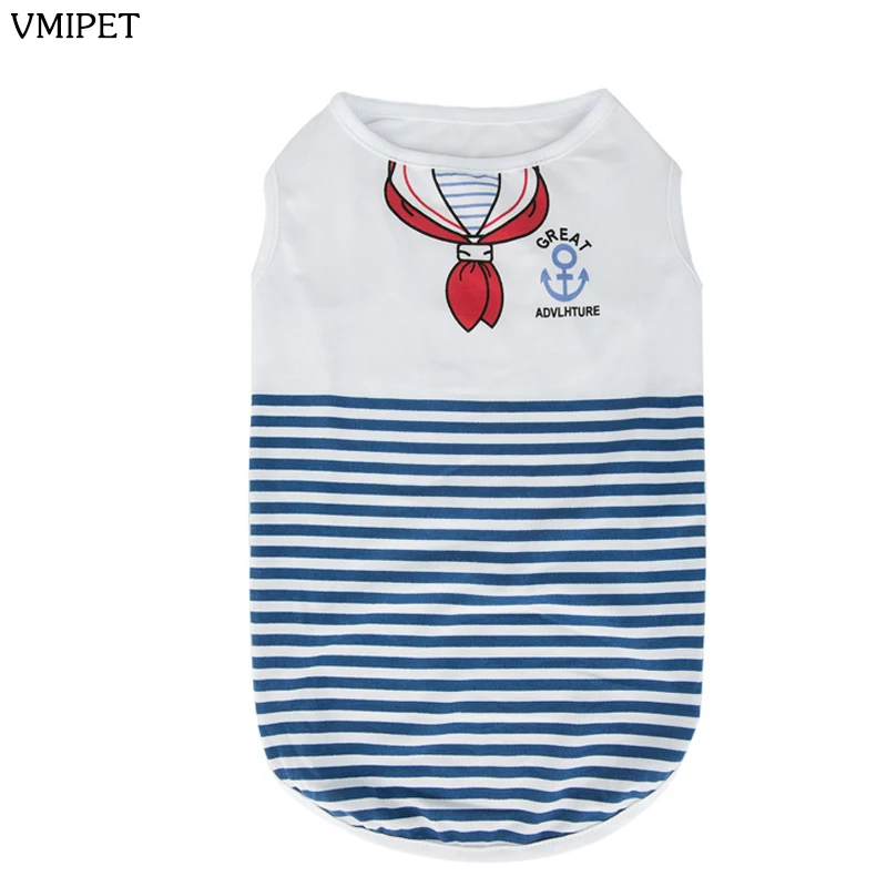 

Bruce Williams Brand Sailor T-shirt Pet Dog Clothes Blue and Red Striped Shirts Dog Costume Spring Summer Vest For Puppy