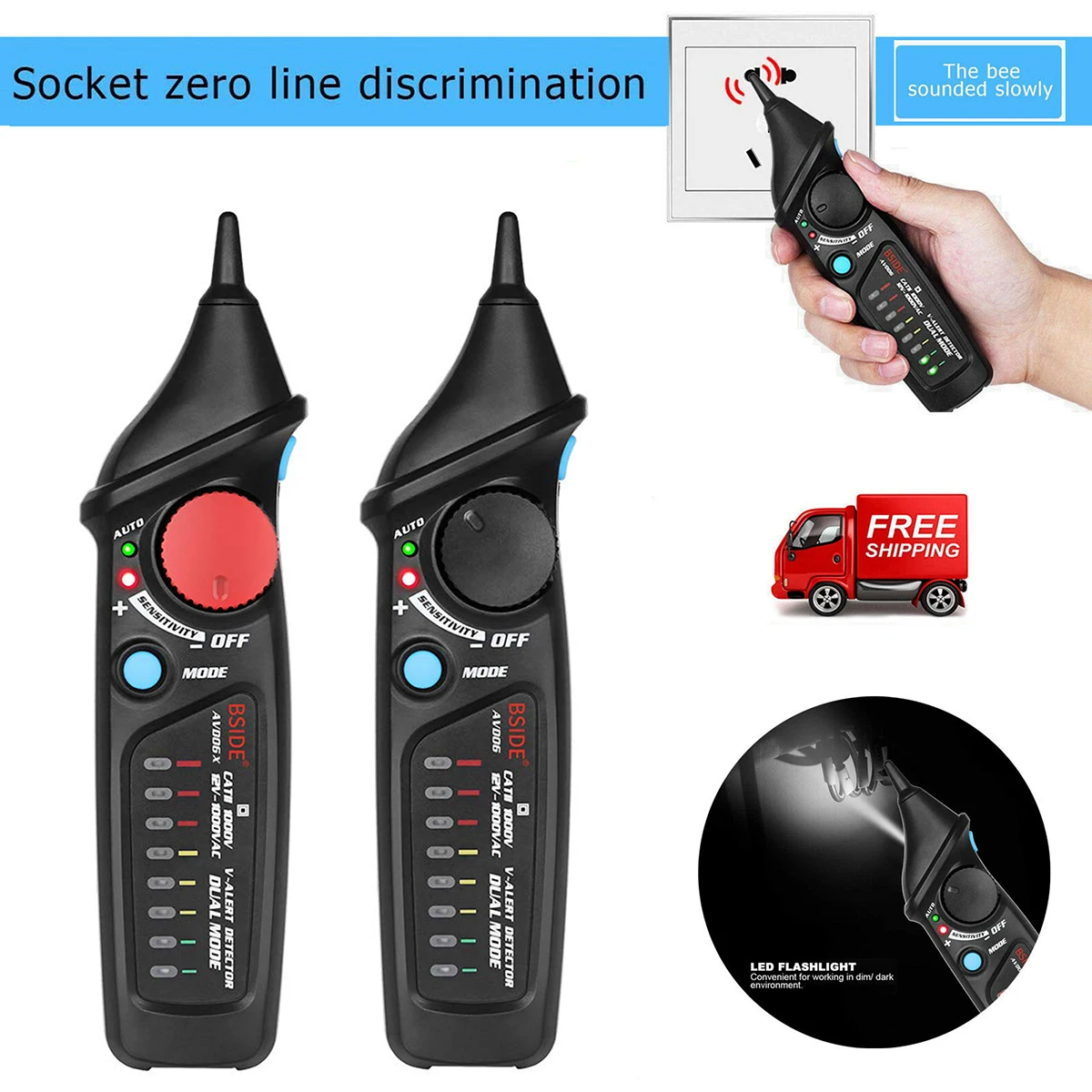 AC Non-Contact Electric Voltage Alert Detector Tester Test Pen 12//48~1000V LED