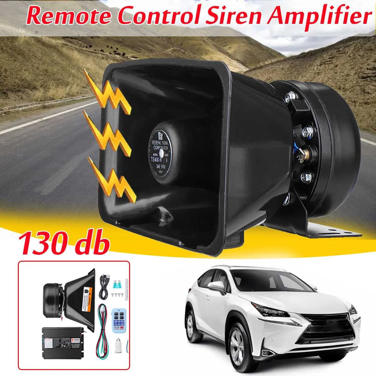 

12 Sounds 400w Max 12v Auto Car Vehicle Truck Wireless Remote Control Siren Amplifier Alarm Horn Electronic Siren Loudspeaker