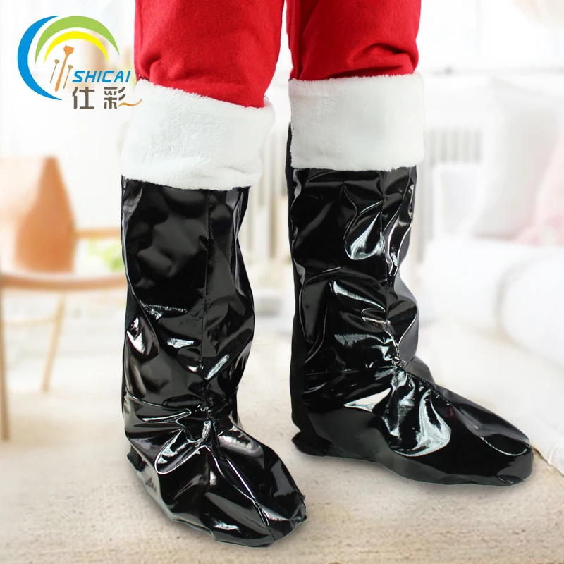 Adult Christmas shoes Black Santa Claus shoes Christmas decorations