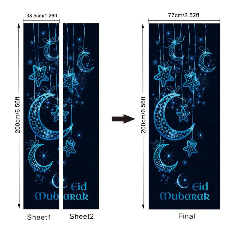Наклейка на дверь Eid Mubarak 3D гостиная спальня мусульманская Happy креативная