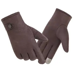 Замшевые Кожаные перчатки мужские зимние теплые бархатные сенсорный экран корейские уличные Верховые или водительские ветрозащитные