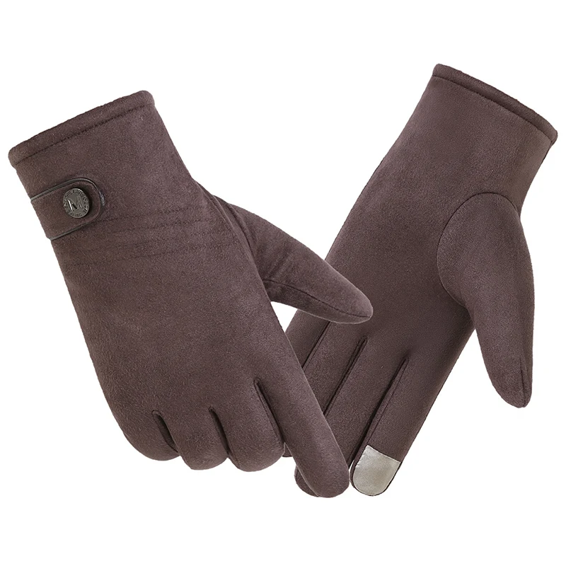 

Suede telefinger gloves men winter warm add velvet touch screen Korean outdoor riding or driving windproof non-slip gloves 0302