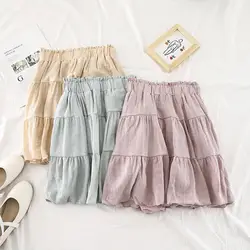 2019 летние Для женщин юбки корейской моды мини Однотонная юбка женские юбки