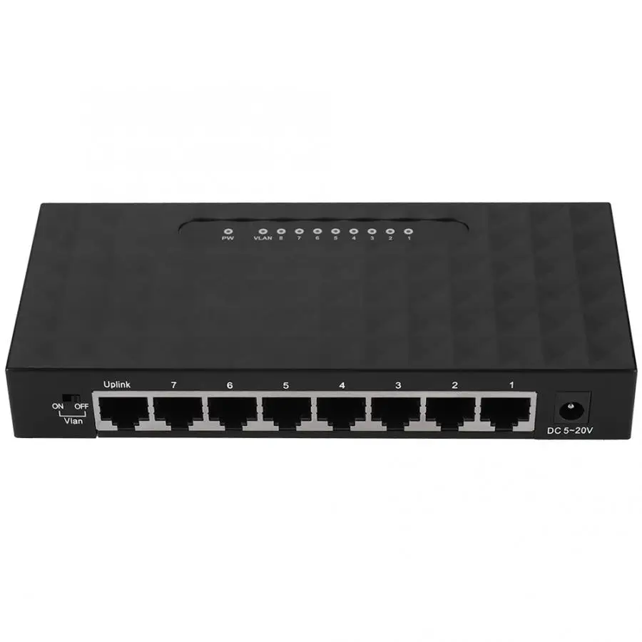 Сетевой адаптер 8 портов высокопроизводительный сетевой VLAN концентратор 100 м Ethernet настольный коммутатор 100-240 В черный высокоскоростной переадресация