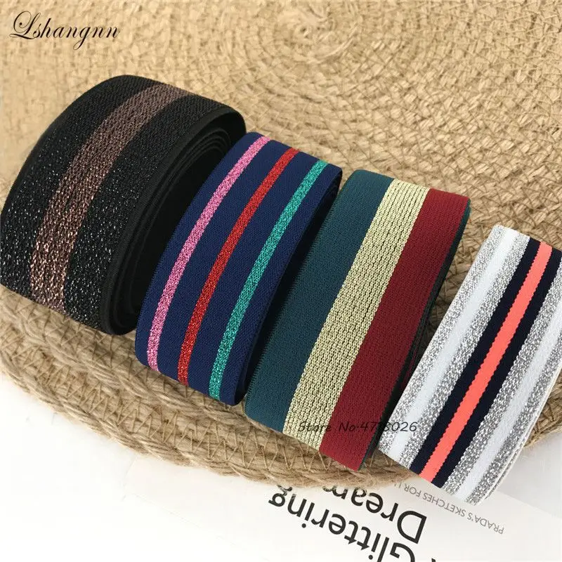 

Lshangnn Stripe Tape Elastic Lace Trim Ribbon 3meter Stretch Elastic Band Lace Ribbon Braid Webbing DIY Sewing Underwear 4 color