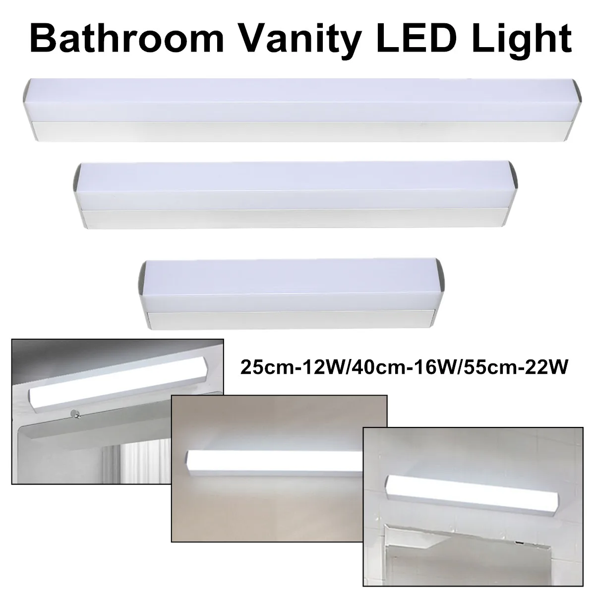 85-265 V 25CM12W 40CM16W 55CM22W الحديثة الحمام الغرور مصباح ليد الأبيض الاكريليك الجبهة مرآة المرحاض جدار تجهيزات الإضاءة للماء