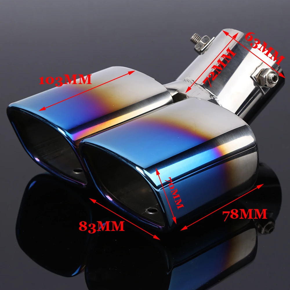 Blue Steel Car Tailpipe Cover 63mm 2.5 Inlet Exhaust Tail Muffler Rear Pipe Tip Blue Steel Car Tailpipe Cover 63mm 2.5 Inlet Exhaust Tail Muffler Rear Pipe Tip