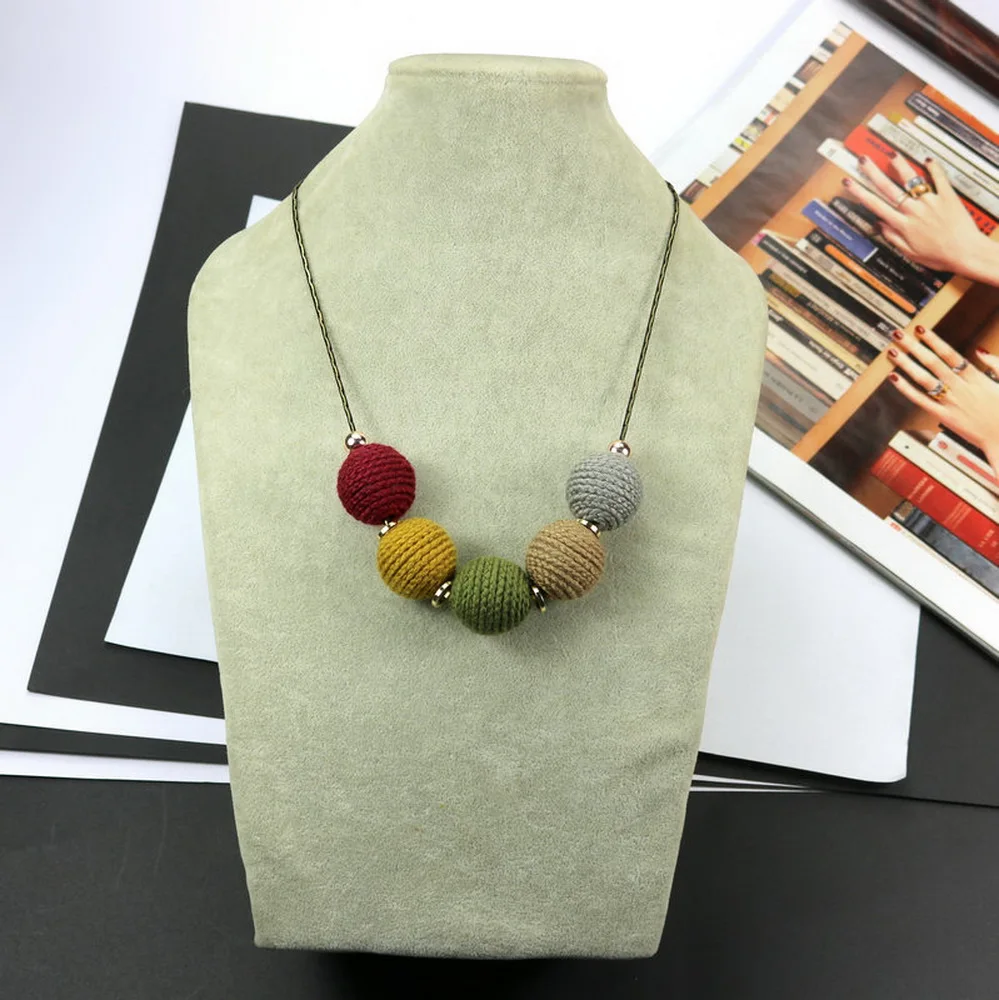 

Short Necklaces For Women Large Handmade Balls Boho Jewelry Statement Fashion Pendants Necklace Snake & Rope Chain Accessories