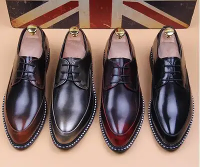 

Mix Color Male Fashion Dress Wedding Party Tuxedo Suits Oxfords Shoes 2018 Italian Leather Autumn High Quality Derby Oxfords