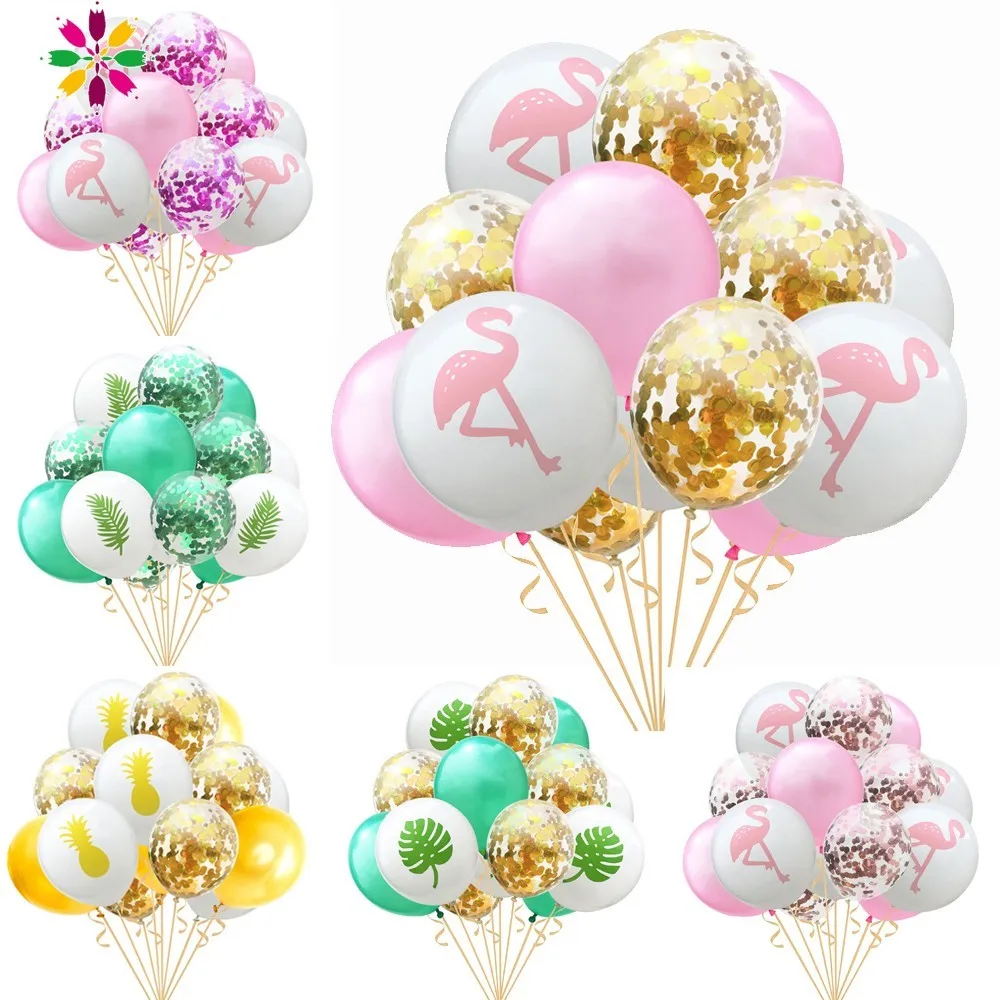 

Summer Hawaiian Party Decorations Flamingo Decorations 10pcs Latex Confetti Balloons Tropical Birthday Decorations Luau Party