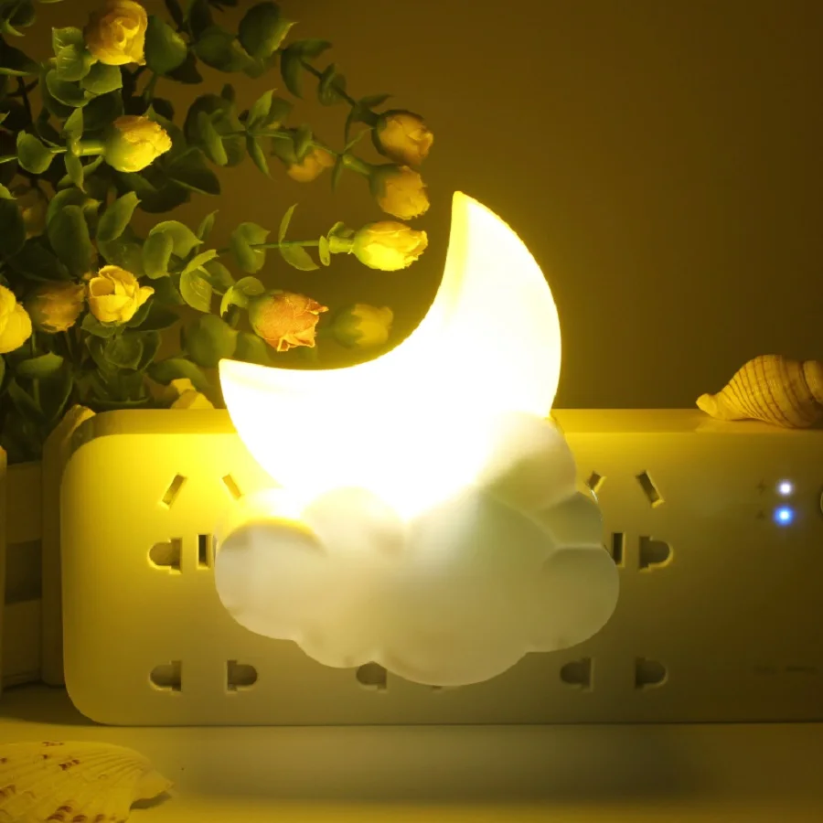 

Remote Control LED Moon Cloud Night Light Light Sensor Children Baby Bedroom Lamp Home Decoration Socket Lamp
