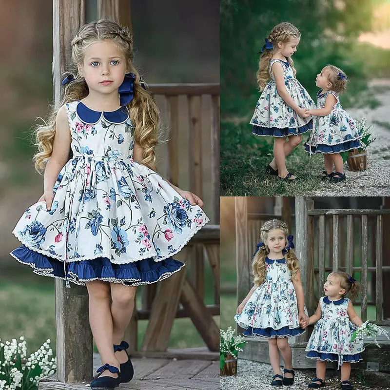 Pudcoco/платье для девочек; От 6 месяцев до 5 лет Великобритании; детское платье принцессы для маленьких девочек; Повседневные Вечерние платья без рукавов с отворотами для дня рождения