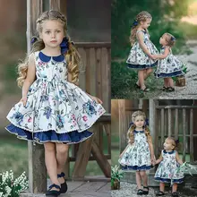 Pudcoco/платье для девочек; От 6 месяцев до 5 лет Великобритании; детское платье принцессы для маленьких девочек; Повседневные Вечерние платья без рукавов с отворотами для дня рождения