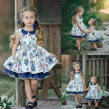 

Pudcoco Girl Dress 6M-5Y UK Kids Baby Girls Princess Dress Casual Sleevless Lapel Party Birthday Dresses