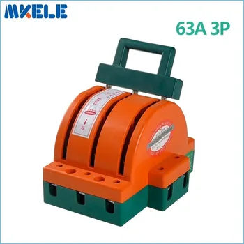 

63A 3P Isolation Switch With Insurance Safety Knife Dual Power Household Knife Switch Heavy Duty Double Throw Knife