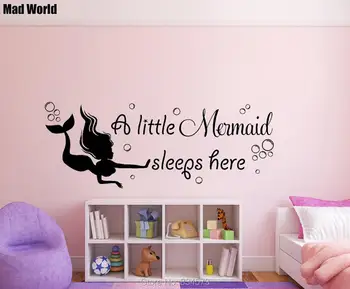 

Mermaid Quote A Little Mermaid Sleeps Here Wall Art Stickers Wall Decals Home DIY Decoration Removable Room Decor Wall Stickers