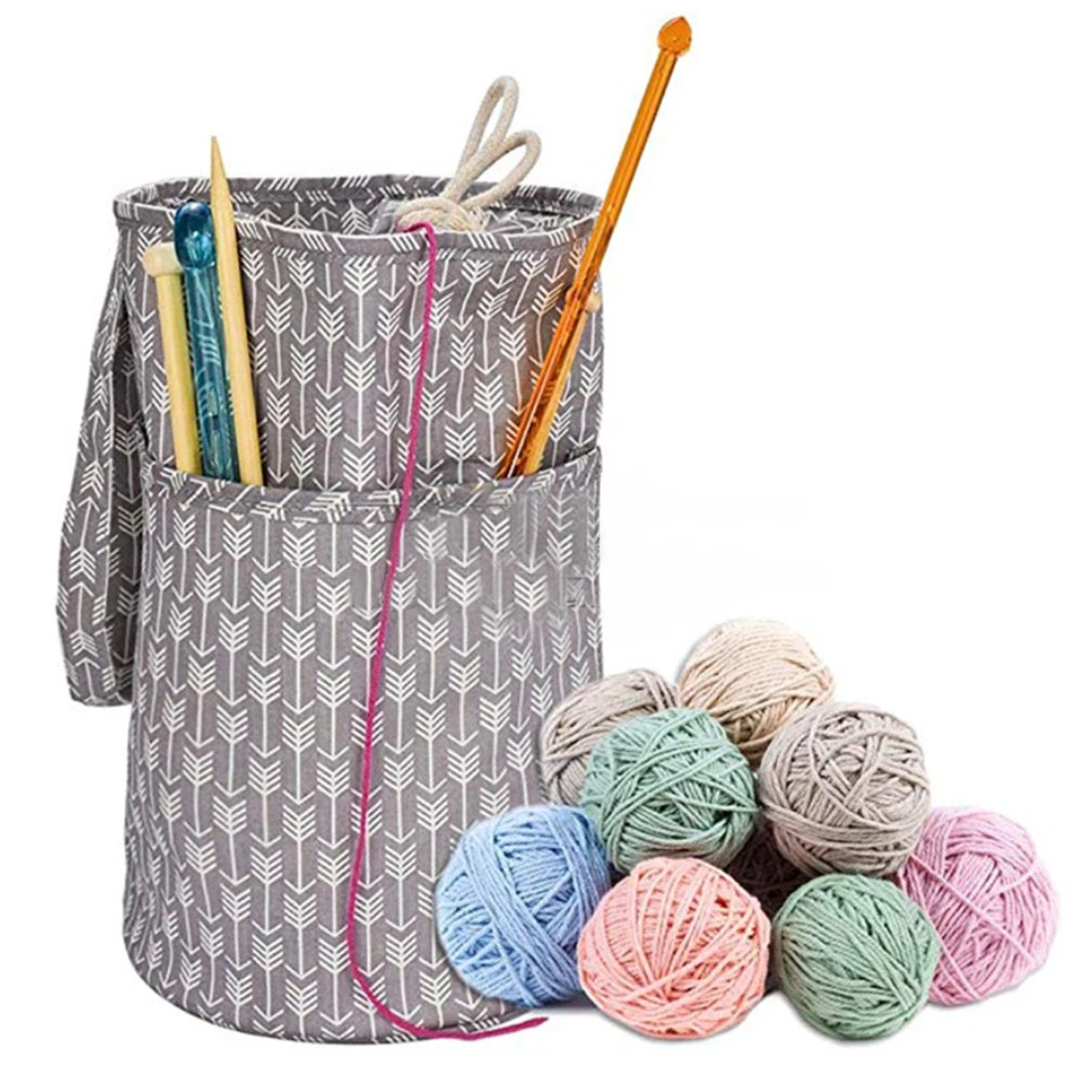 HIPSTEEN Portable Cylinder Crochet Needle Tool Storage Bag Organizer