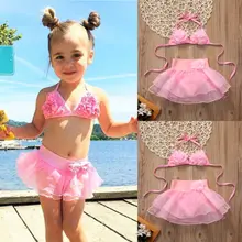 Pudcoco/купальник для девочек; детский розовый купальник для девочек; одежда для купания; пляжная одежда; комплект бикини; купальный костюм