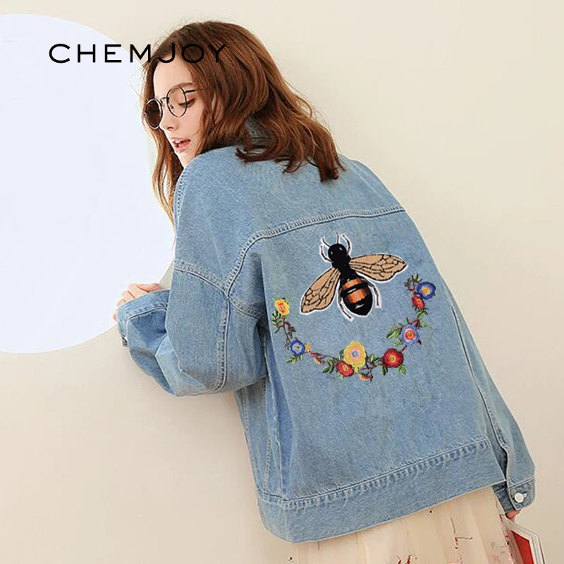 

Flowers Embroidery Patch Large for Clothing Sewing Craft Patch for Jackets Bee Floral Applique DIY Applications for Clothes