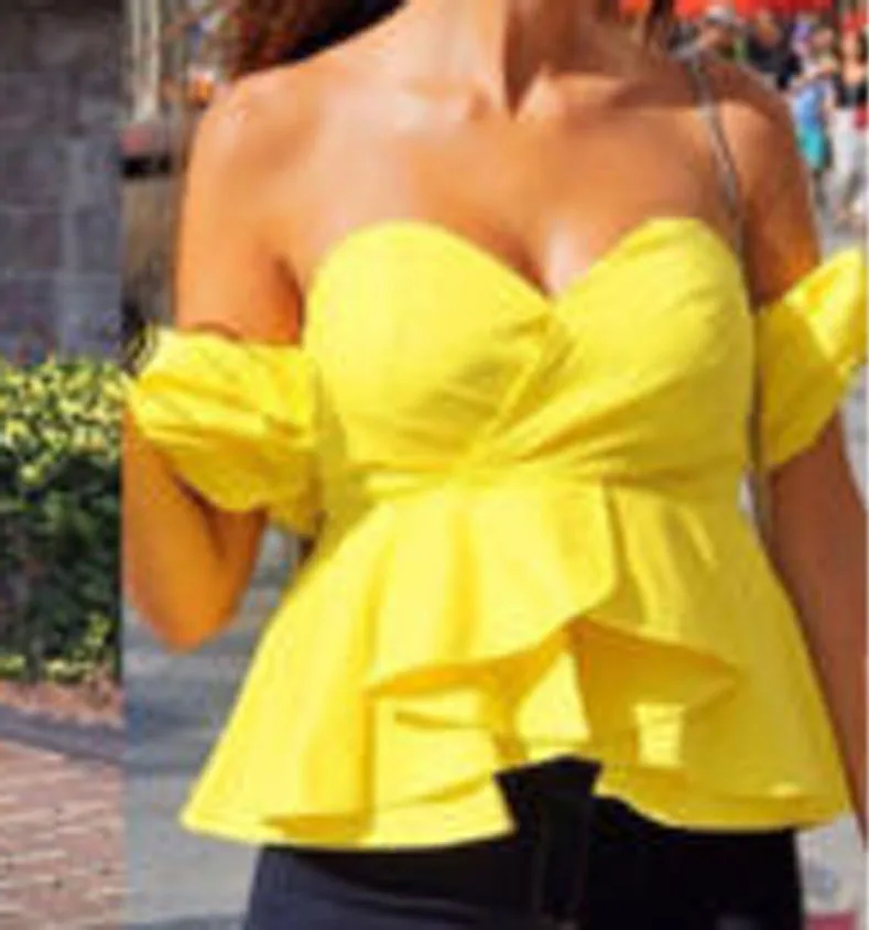 Summer Sexy Women Off Shoulder Tops Blouse Shirts Strapless Backless Puff Sleeve Ruffles Peplum Sexy Lady Korean Style Cloth Summer Sexy Women Off Shoulder Tops Blouse Shirts Strapless Backless Puff Sleeve Ruffles Peplum Sexy Lady Korean Style Cloth