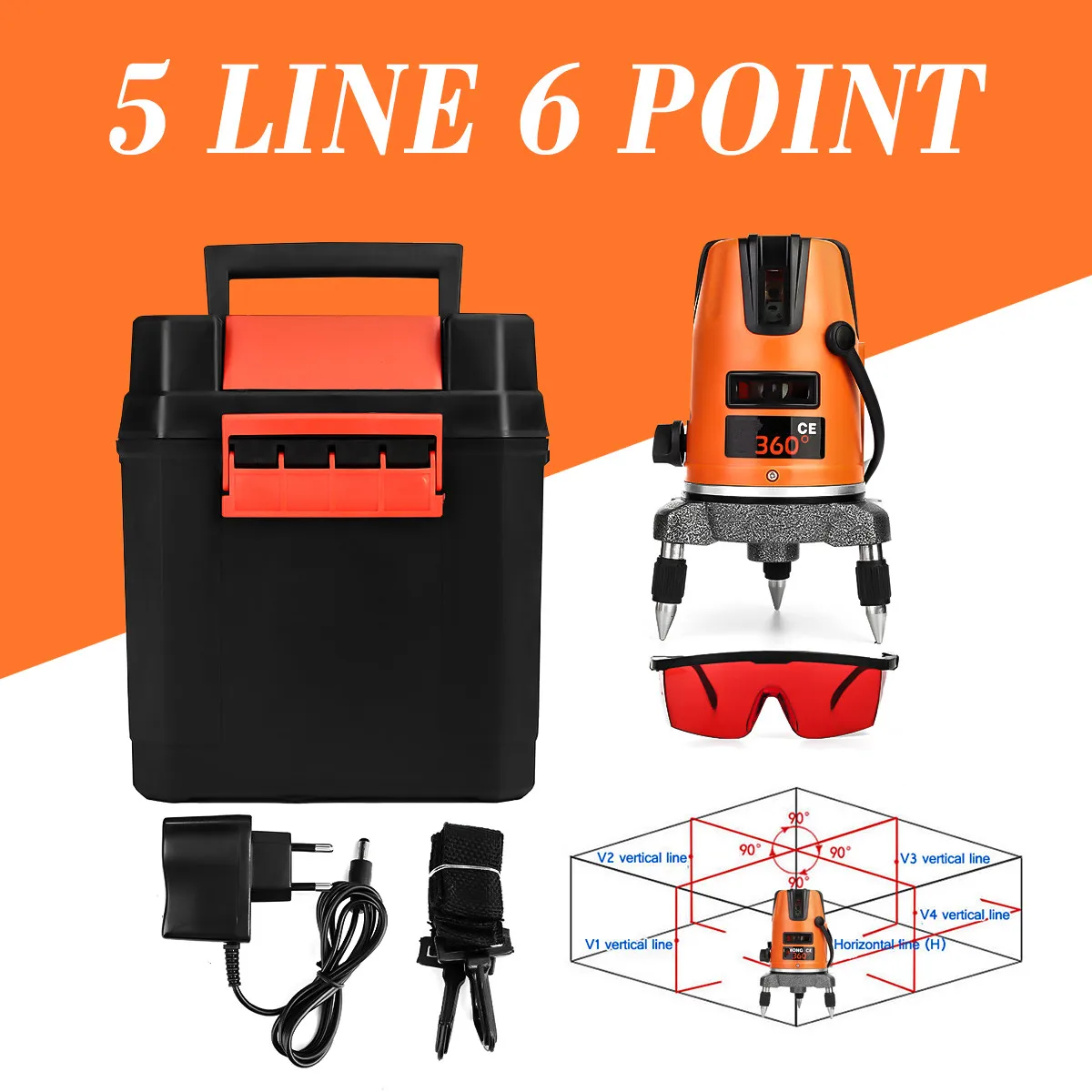 

5 Line 6 Point Auto 360 Degree Infrared Self Leveling Rotary Laser Level Meter Measure