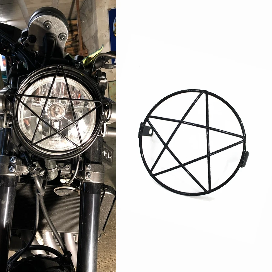 

6.5" Metal Retro Motorcycle Headlight Lamp Mesh Grille Cover Mask for Harley Honda Cafe Racer Motor Parts