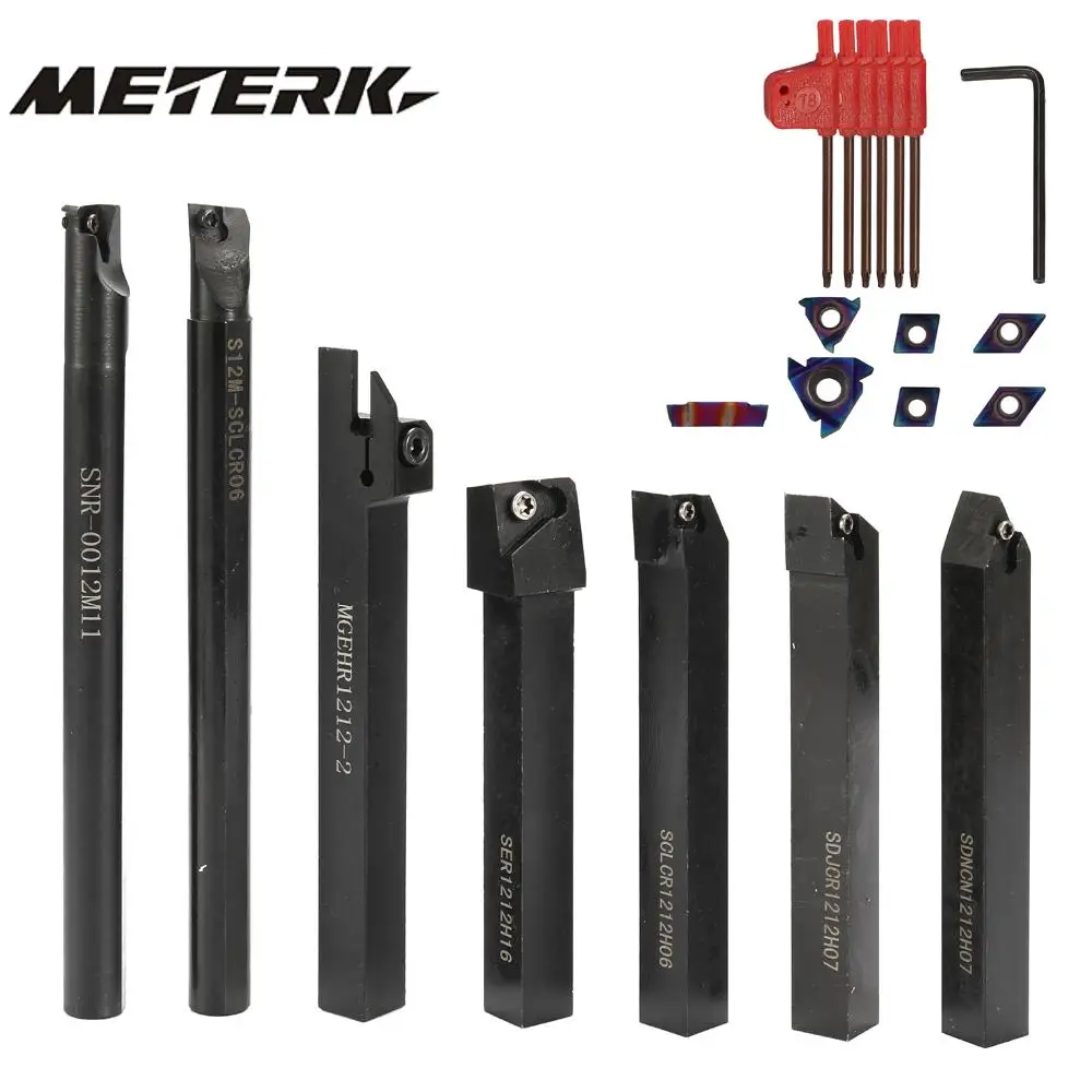 

7PCS 12mm Solid Carbide Inserts Holder Boring Bar DCMT CCMT With Wrenches For CNC Lathe Turning Tools lathe cutter lathe tools