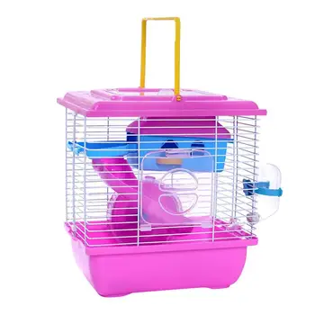 

1Pc Hamster Cage Acrylic Portable Practical Creative Double Layer Villa Cage for Small Pets Chinchilla Hamster