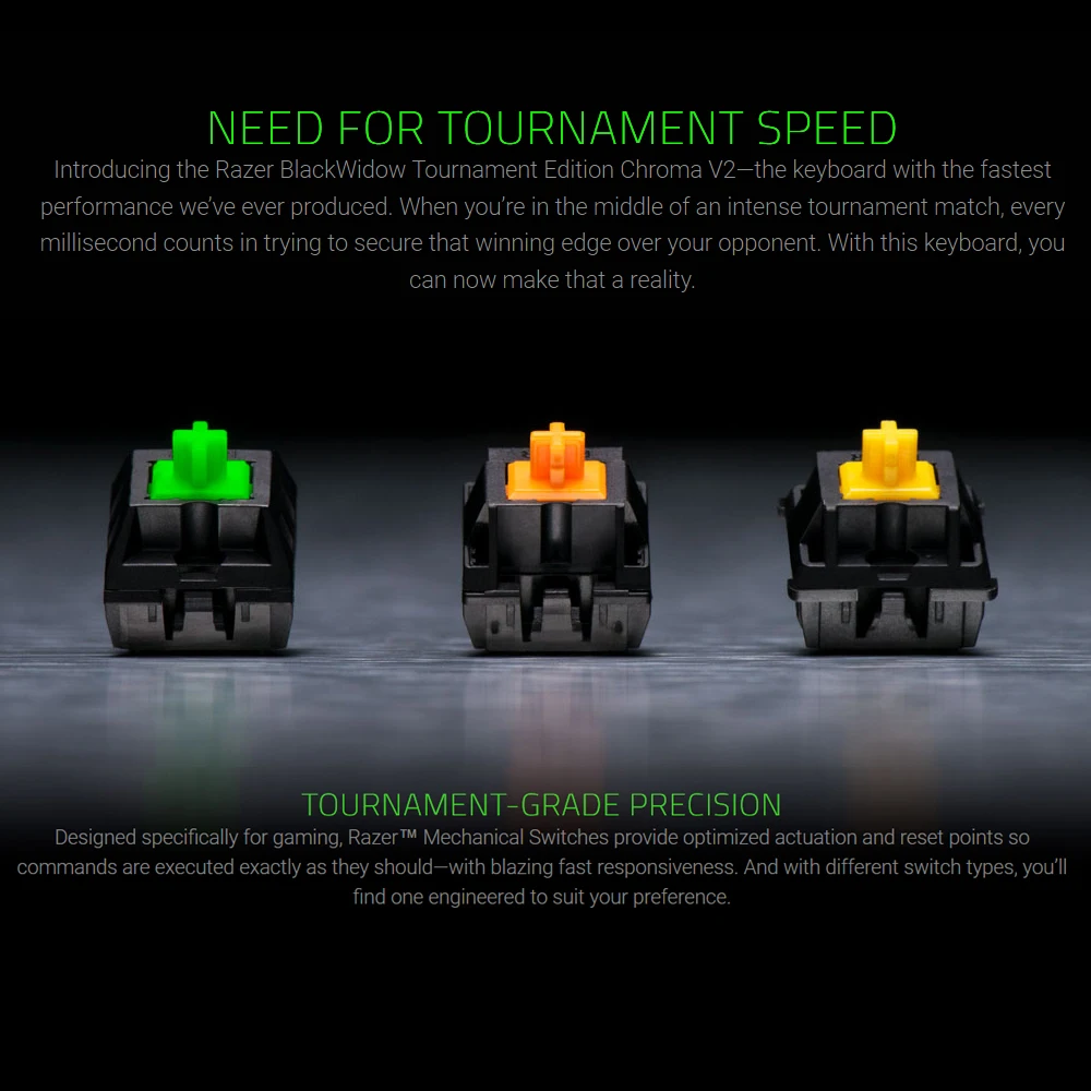 Razer BlackWidow Tournament Edition Chroma V2 Mechanical Gaming Keyboard RGB Backlight 87 Key Ergon