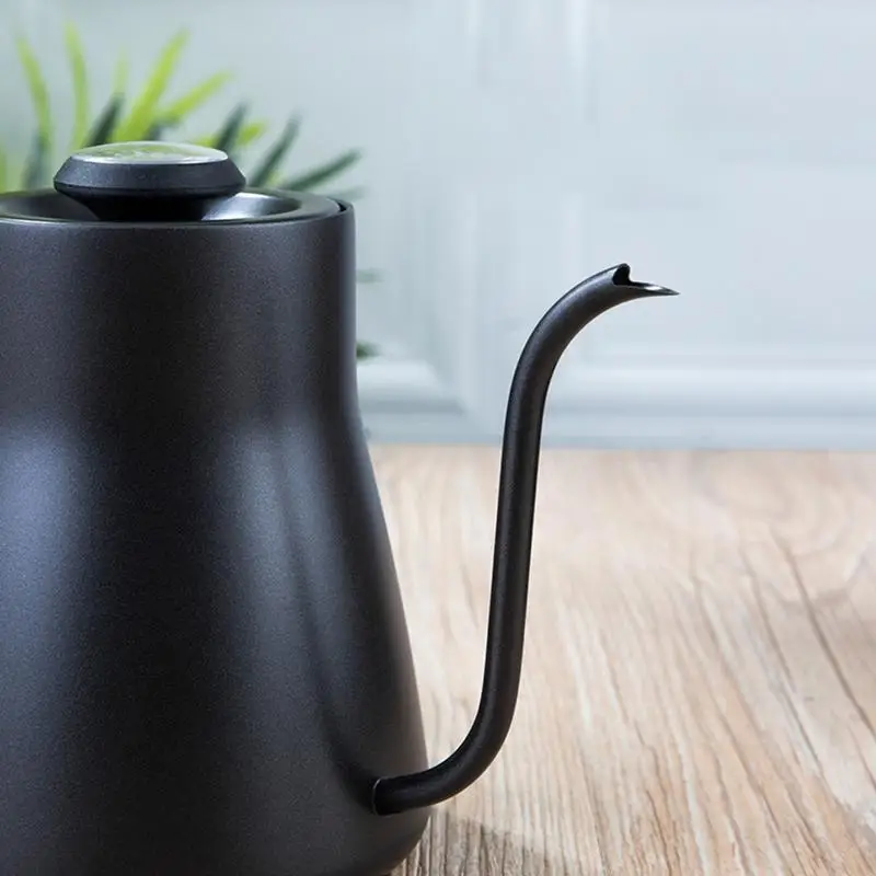 

Professional Spout Design 850ML Wooden Handle Coffee Pot With Thermometer Teflon Long Thin Mouth Kettle