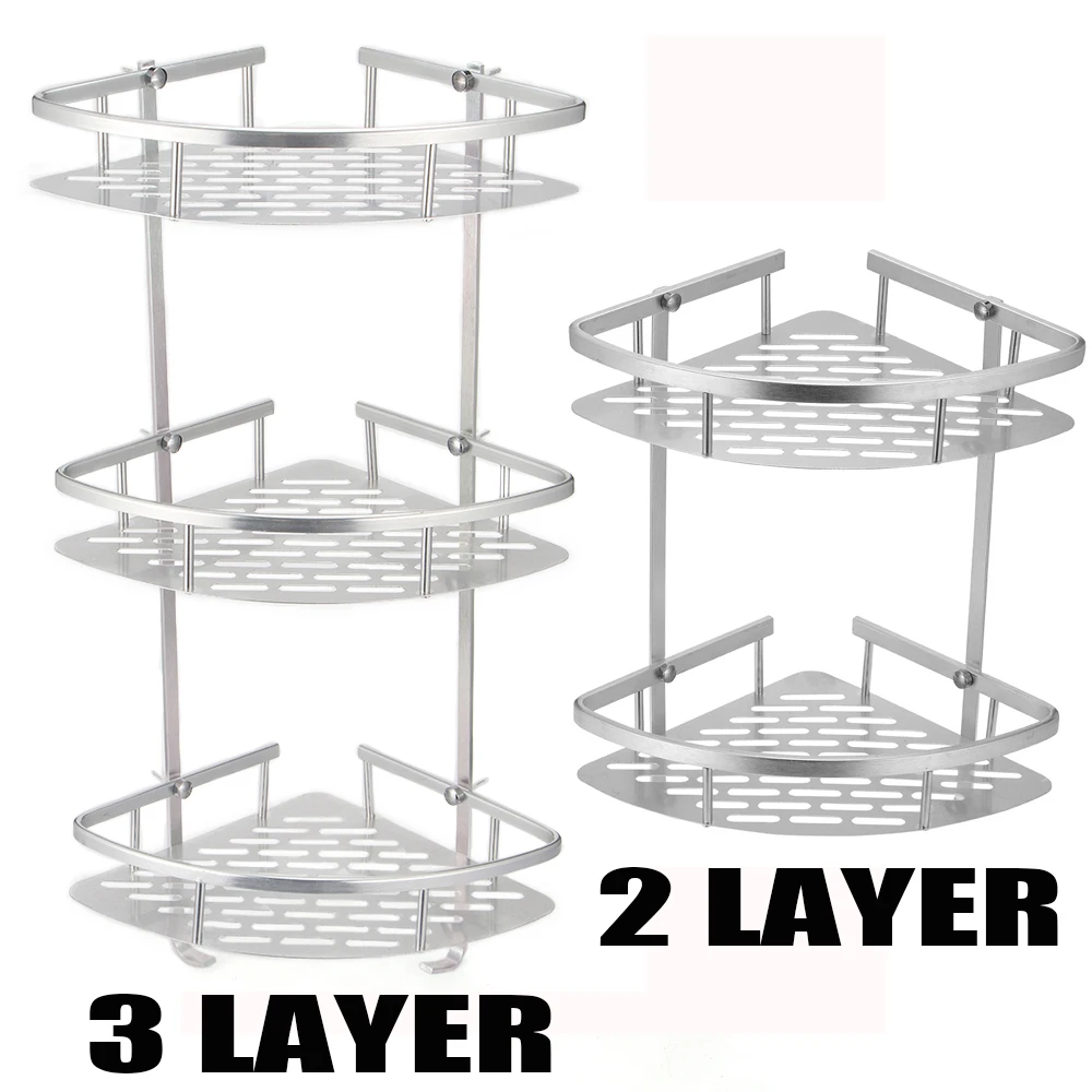 

Space Aluminum Bathroom Shelf Shower Shampoo Soap Cosmetic Shelves Bathroom Accessories Storage Organizer Rack Holder