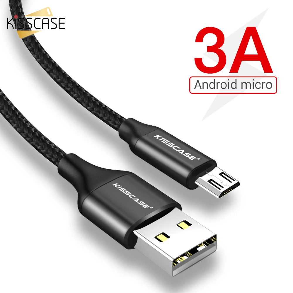 

KISSCASE 1m Micro USB Cable Nylon Fast Charge USB Data Sync Cable For Samsung Huawei Xiaomi Andriod Mobile Phone Charger Cable