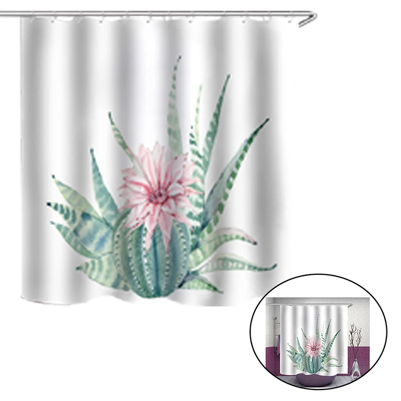 Душ для ванной занавески водонепроницаемый плесени тропический кактус элементы ванной занавески s