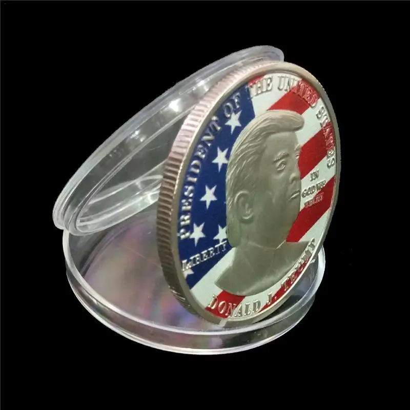 Color Donald Trump Bitcoin Metal Commemorative Coin Family Decoration Collection Medal Historical Memorabilia