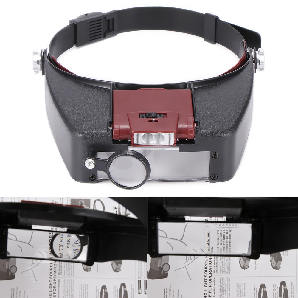 

Headband 1.5X 3X 6.5X 8X Magnifier Loupe Head Magnifying Glass Lens Jewelry Watch Repair Watchmaker Magnifier with LED Light