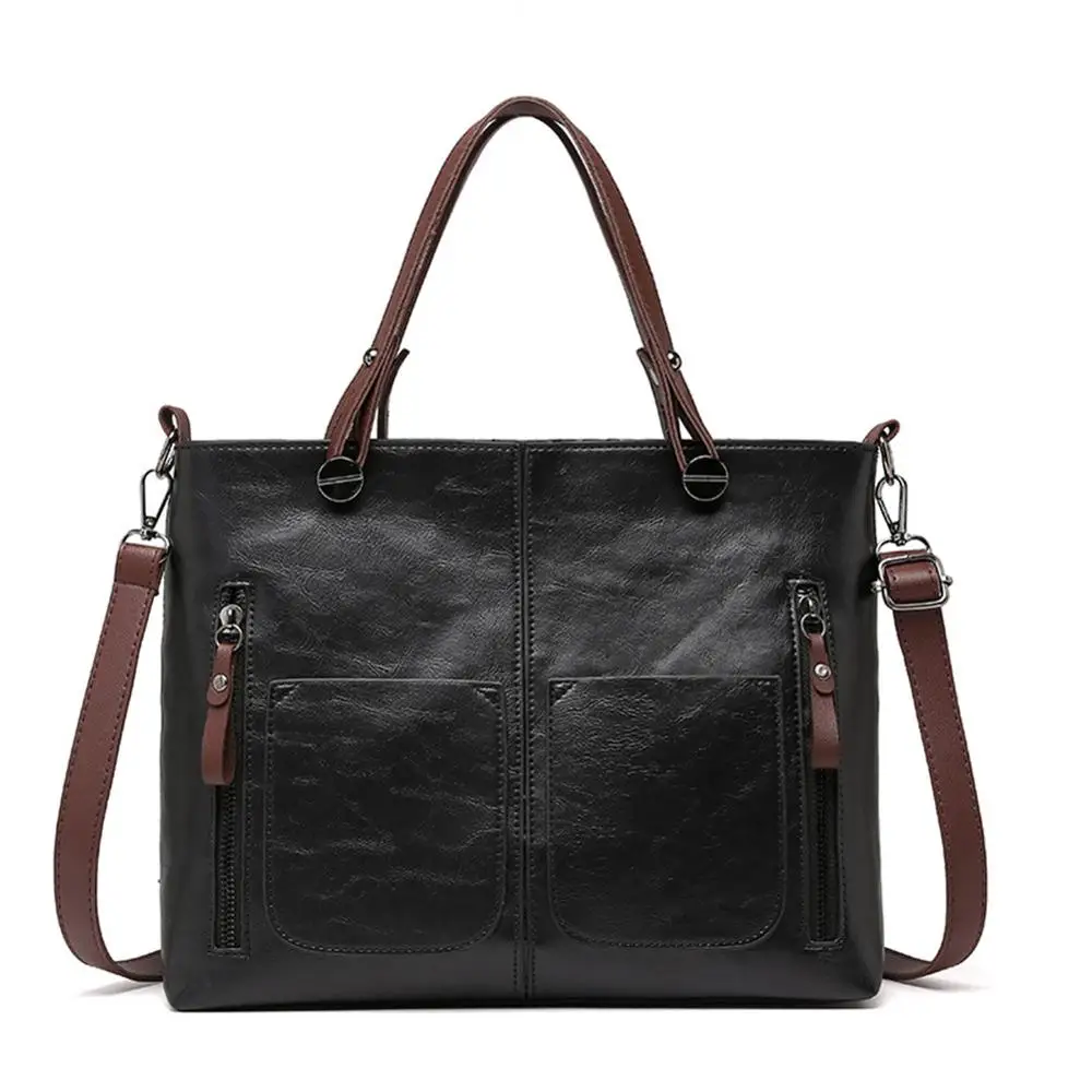 

PU Leather Handbags Women Bag High Quality Casual Tote Female Bags Trunk Totes Spanish Brand Shoulder Bag Ladies Large Black Bag