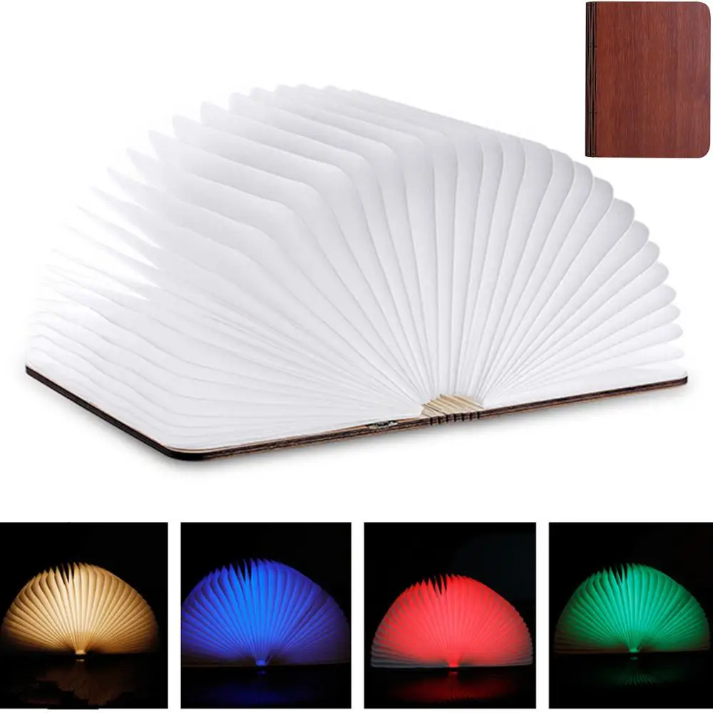 LED Leather Book lights Lamp with 4Colors Light Source+7Colors Change