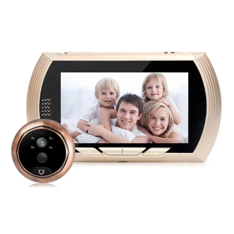 

4.3 inch HD Smart WiFi Electronic Door Viewer Doorbell 720p Camera Digital Peephole Door Bell Gold Support TF Card/ Remote APP