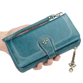 

Fashion Women Lady PU Leather Zipper Purse Clutch Wallet Long Card Holder Phone Bag Case Purse Handbag Black Blue Pink Red